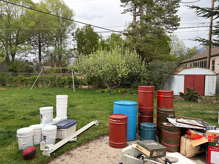 Backyard. (This stuff is going to be cleared out.)