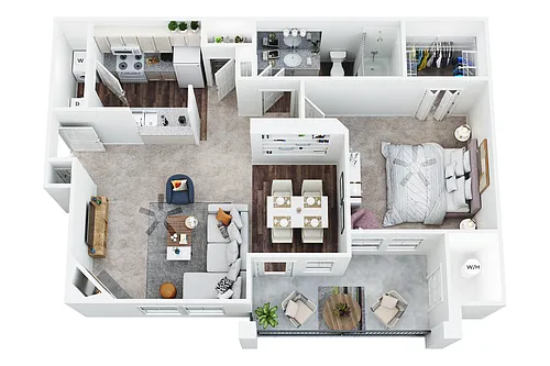 Floor plan A-2 (1 bedroom 1 bath)