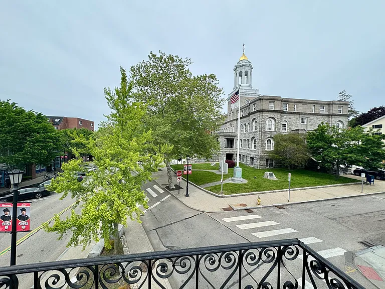 View of City Hall and Broadway from the apartment balcony.