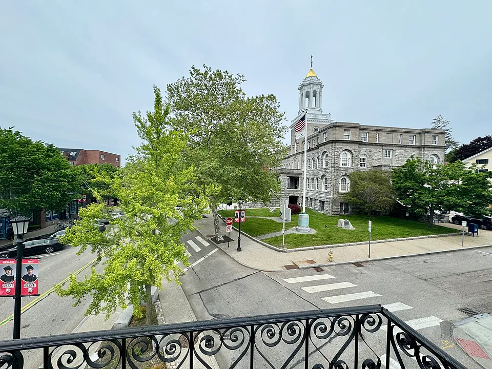 View of City Hall and Broadway from the apartment balcony.