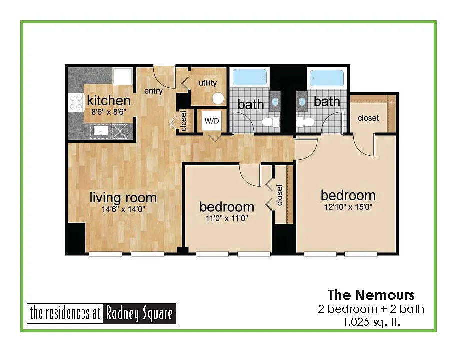 Floor plan Nemours Two Bedroom