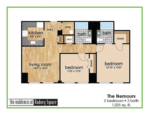 Floor plan Nemours Two Bedroom