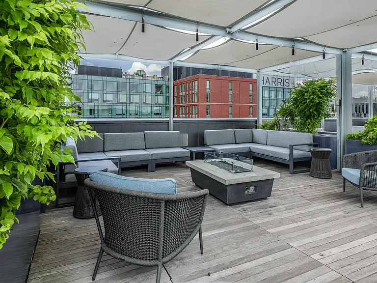 Rooftop Patio with Fireplace and Lounge Space