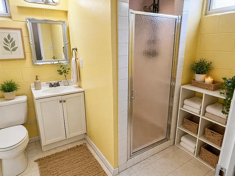 Bathroom off basement living area
