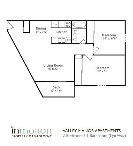 Floor plan Lyn Way 2 Bedroom Includes Internet