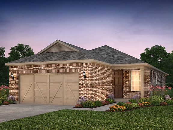 The Contour, a one-story home with 2-car garage, shown with Home Exterior LS201