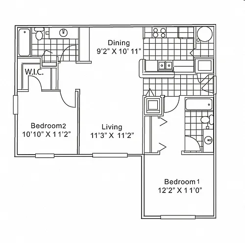 Floor plan 2 Bedroom 2 Bathroom