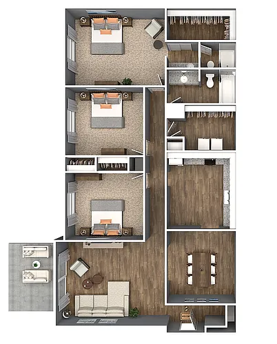 Floor plan 3 Bedroom 2 Bath