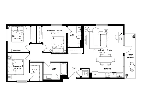 Floor plan L3D.1 - 3 Bed 2 Bath