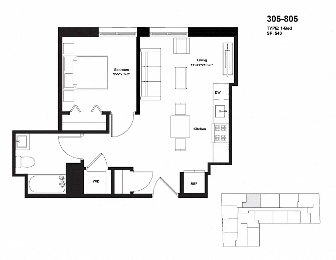 Floor plan Units 305 to 805