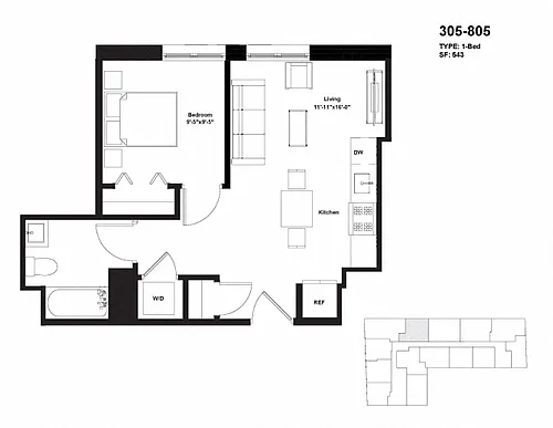 Floor plan Units 305 to 805