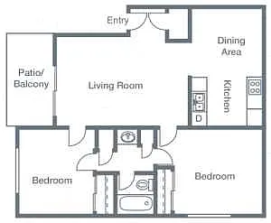 Floor plan 2 Bedrooms, 1 Bathroom B