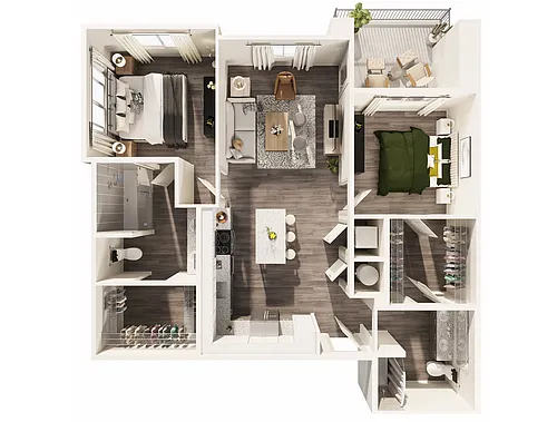 Floor plan 2 Bed, 2 Bath