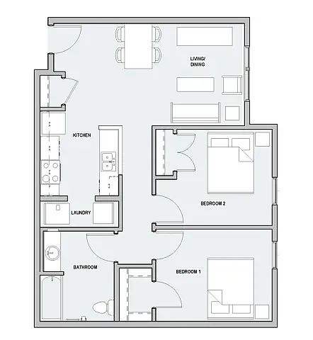 Floor plan Two Bedroom 2A