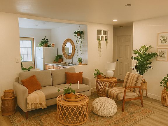 NOT A REAL DEPICTION OF SPACE: for furniture decorational purposes only. Hopefully, you won't be hopping over the couch to get to the kitchen.