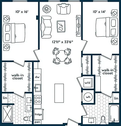 Two Bedroom Two Bath (1137 SF) Two Bedroom Two Bath (1137 SF)
