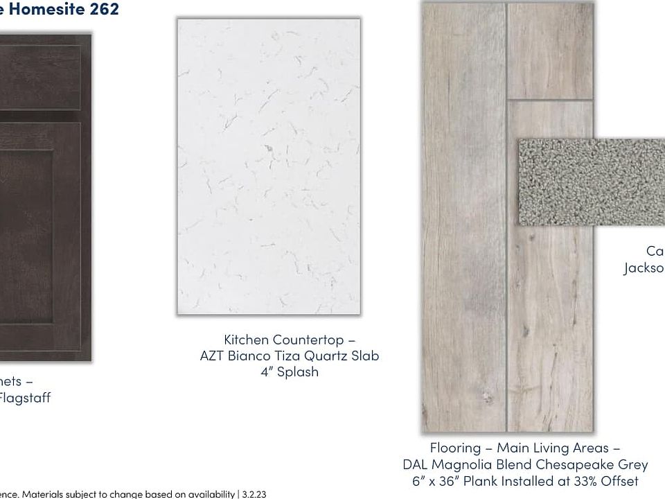 Design selections for homesite 262.