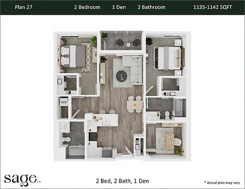 Floor plan 2 Bedroom + Den Plan 27