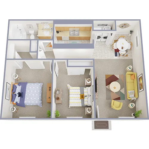 Floor plan 2 Bed 1 Bath