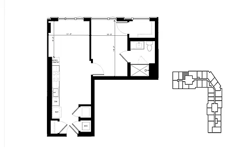 Floor plan A8 1 Bedroom