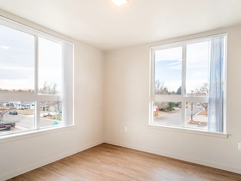 Corner units have bedrooms with two oversized windows.