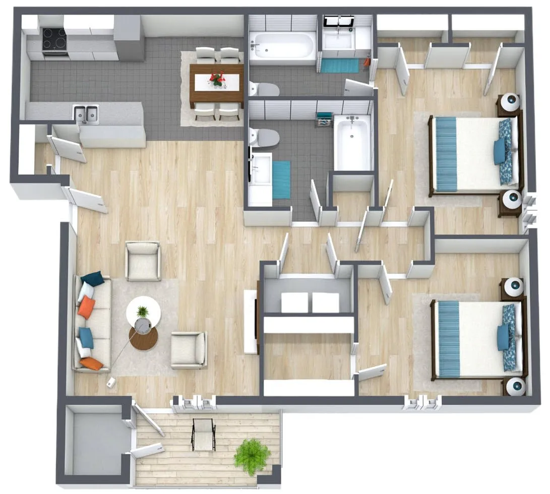 Floor plan 2BR - 2BTH Renovated