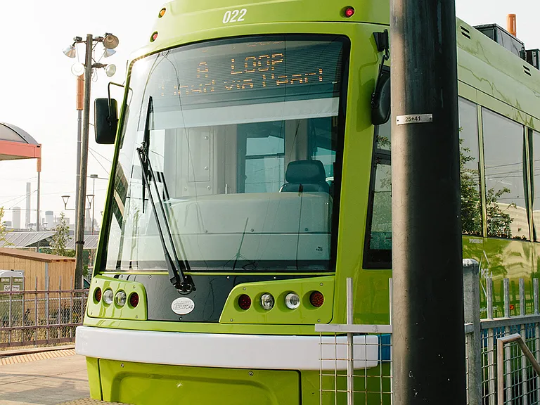 Streetcar stop offering easy access to local transit.
