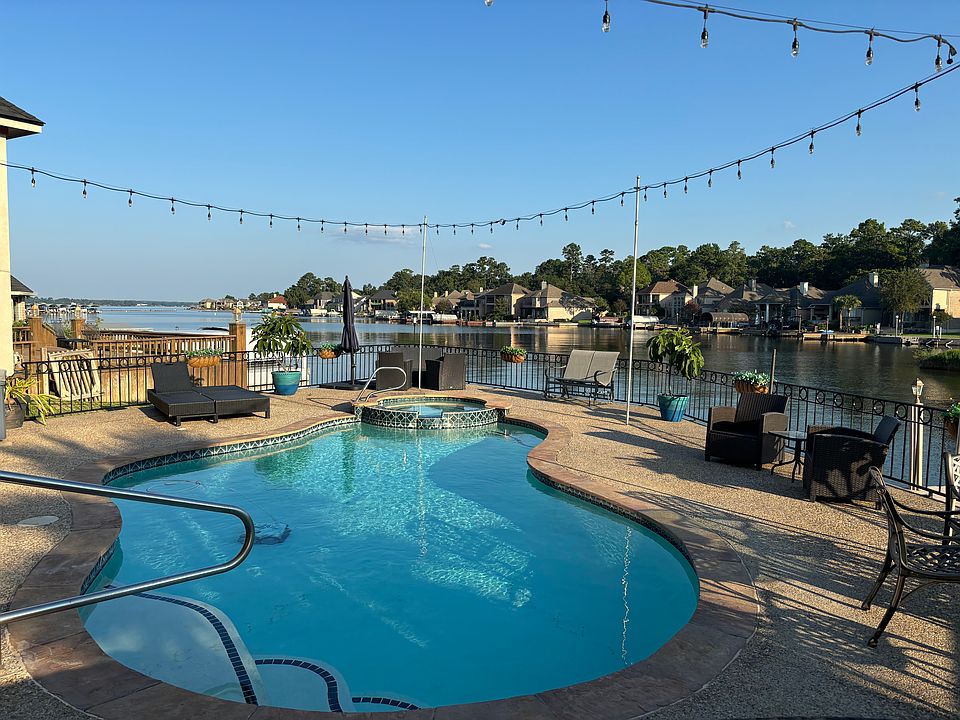 View of the pool and lake