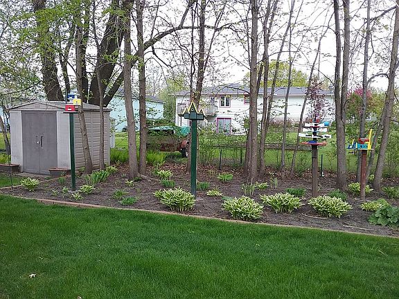 Flower garden and small shed