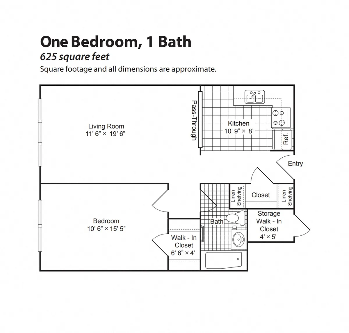 Floor plan Renovated 1 Bedroom 1 Bath