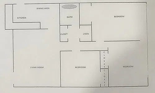 Floor plan 3 BD 1 BA