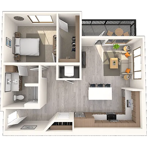 Floor plan A6 1x1-895 SF