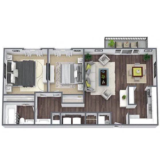 Floor plan B1: 2 Bed 1 Bath