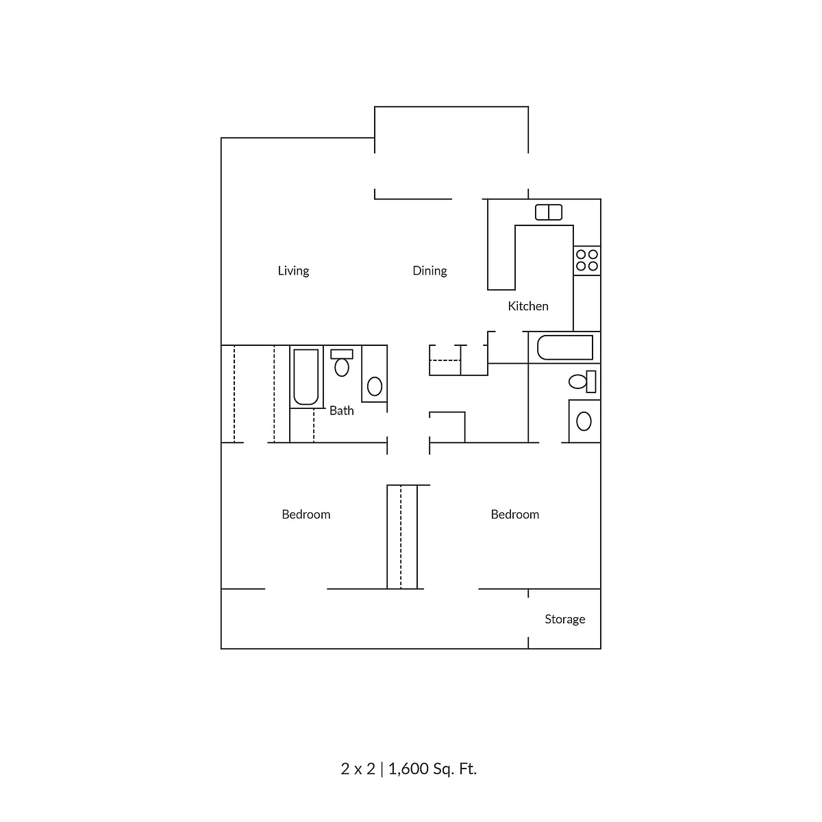 Floor plan 2 Bedroom 2 Bathroom