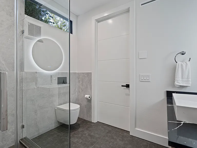 Modern wall hung toilet.