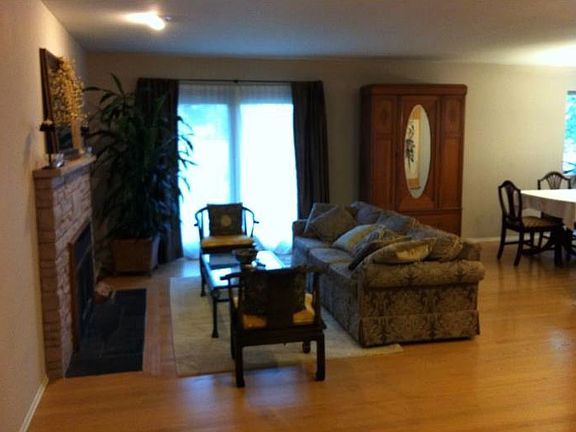 Living room with hardwood