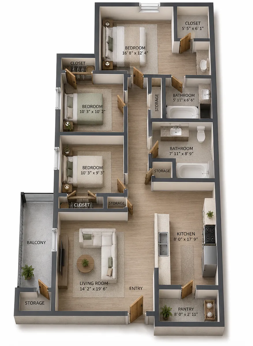 Floor plan 3 bedroom 2 bath