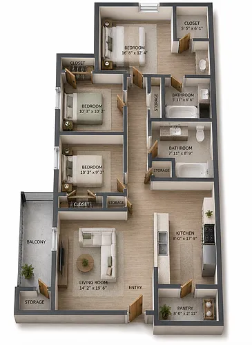 Floor plan 3 bedroom 2 bath