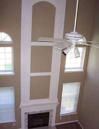 view down into living room