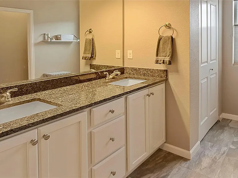 Primary bathroom with dual-sink vanity