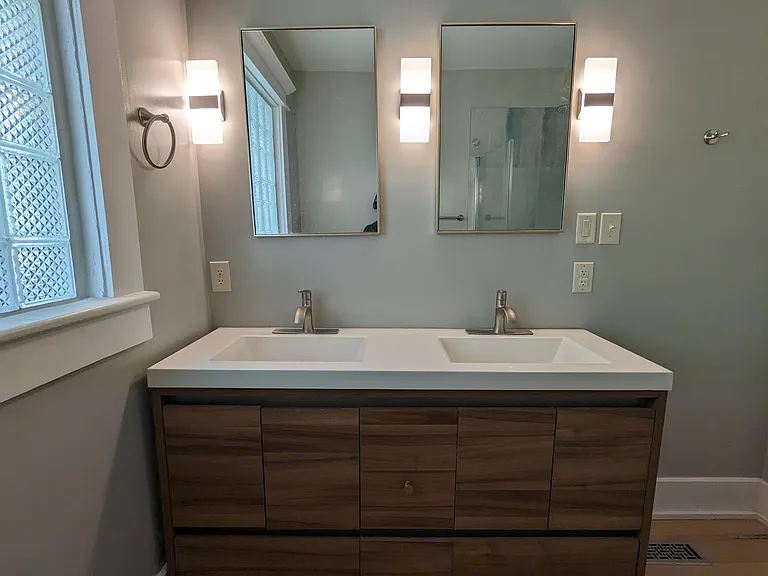 Second floor full bath with two vanities