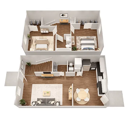 Floor plan 2 Bedroom 1 Bath Townhome - Renovated