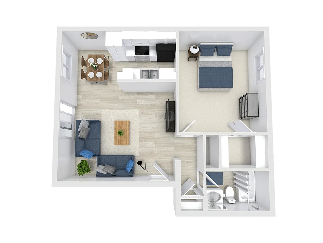 Floor plan Renovated 1bd