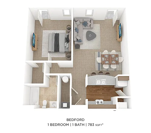 Floor plan One Bedroom- Bedford