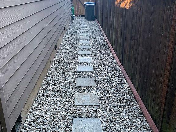 Rock Side yard with gate