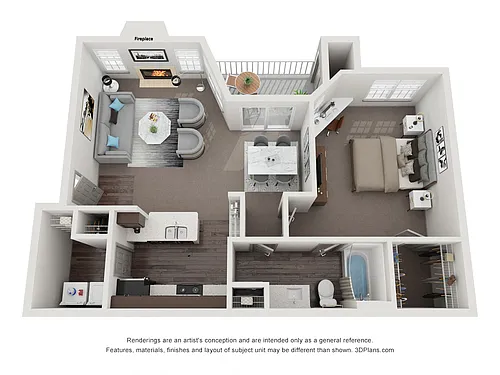 Floor plan 1 Bedroom 1 Bath 772