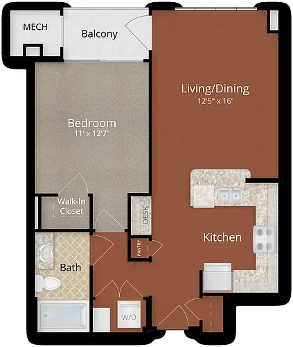 Floor plan Affordable 1 Bed ADU 50MFI
