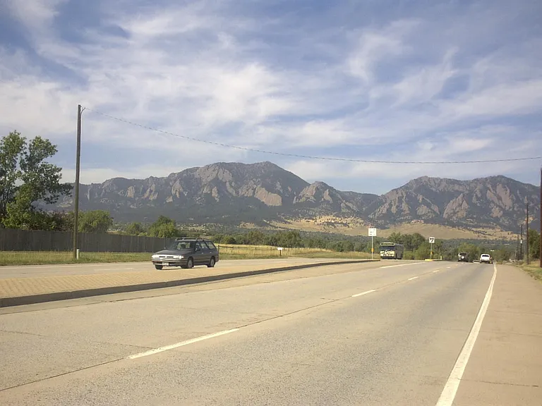 View driving west on south boulder road towards Boulder