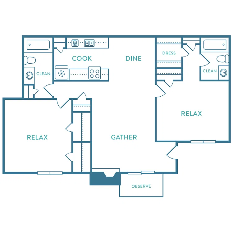 Floor plan 2 Bed 2 Bath A