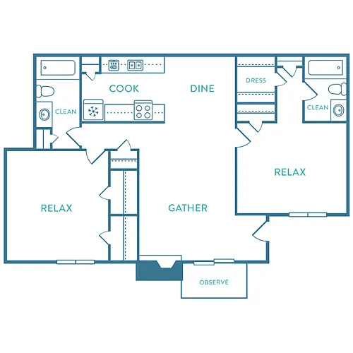 Floor plan 2 Bed 2 Bath A